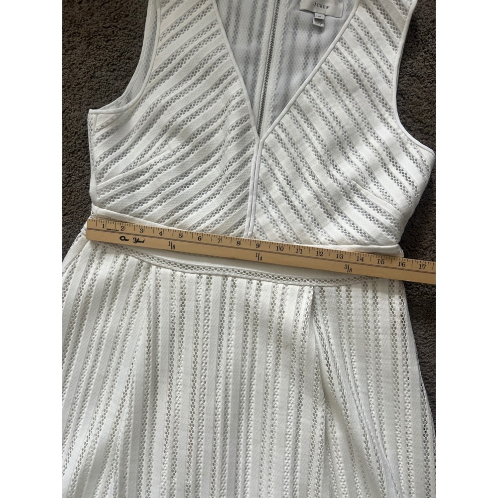 J.Crew White Eyelet Lace V-Neck Fit and Flare Dress Sleeveless Size 12 G4122 - Picture 7 of 9